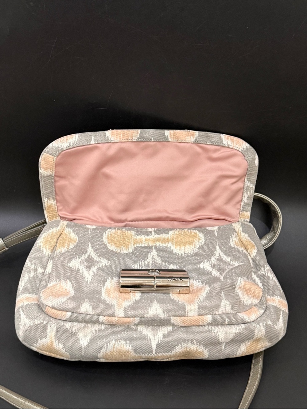 COACH 17083 Kristin Op Art Ikat Canvas Metallic Leather Shoulder Crossbody Bag - Picture 8 of 15
